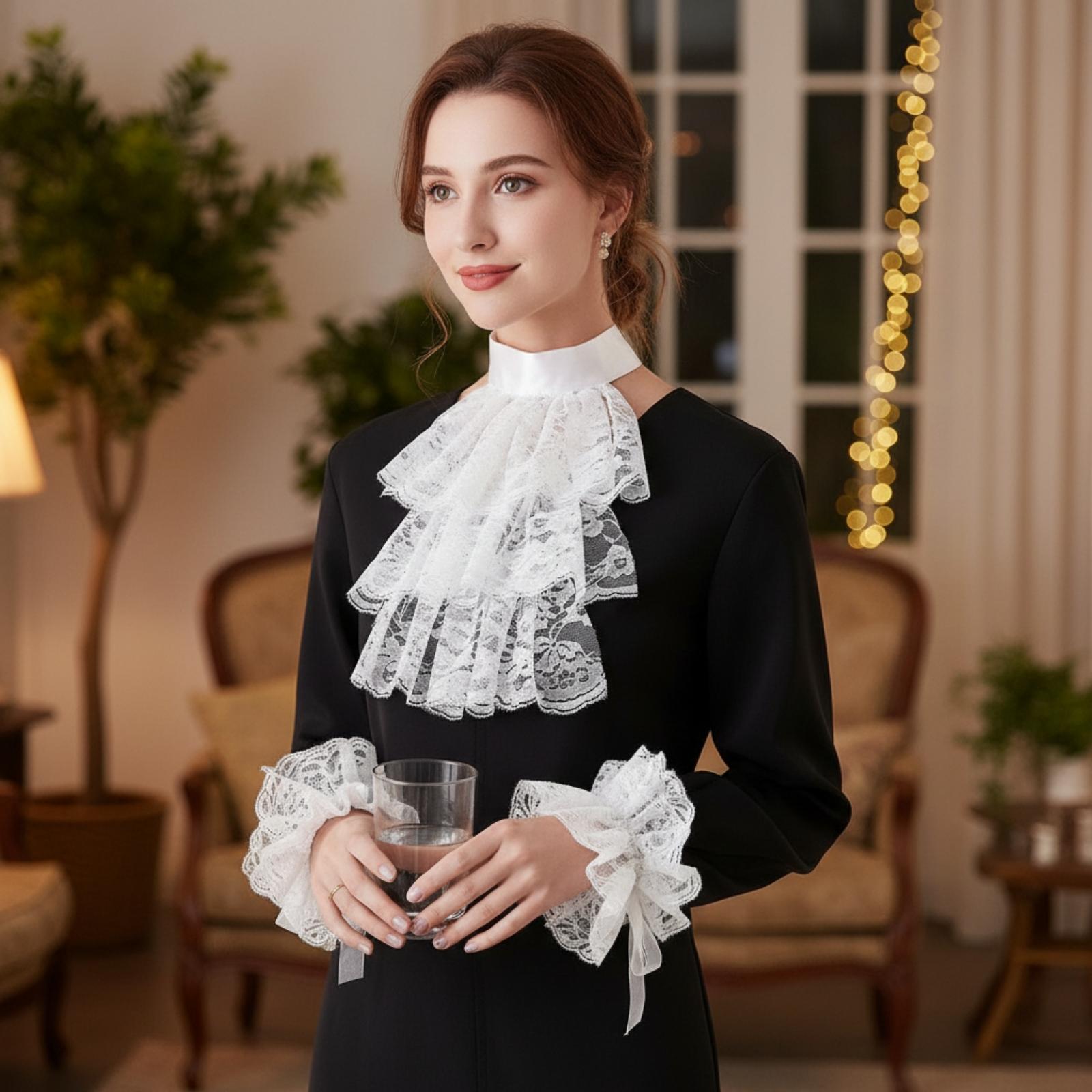 Women Lace Collar Gloves with  - огляд і ціна Lace Dress