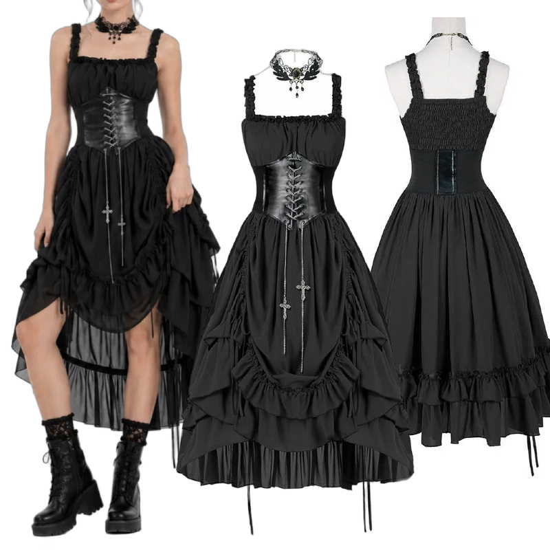 Women Gothic Dress Corset Slip - огляд і ціна Midi Dress