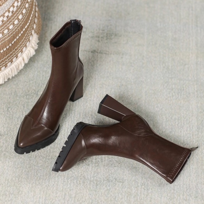 Pointed Toe French Tight Boots - огляд і ціна Pump Heel Block