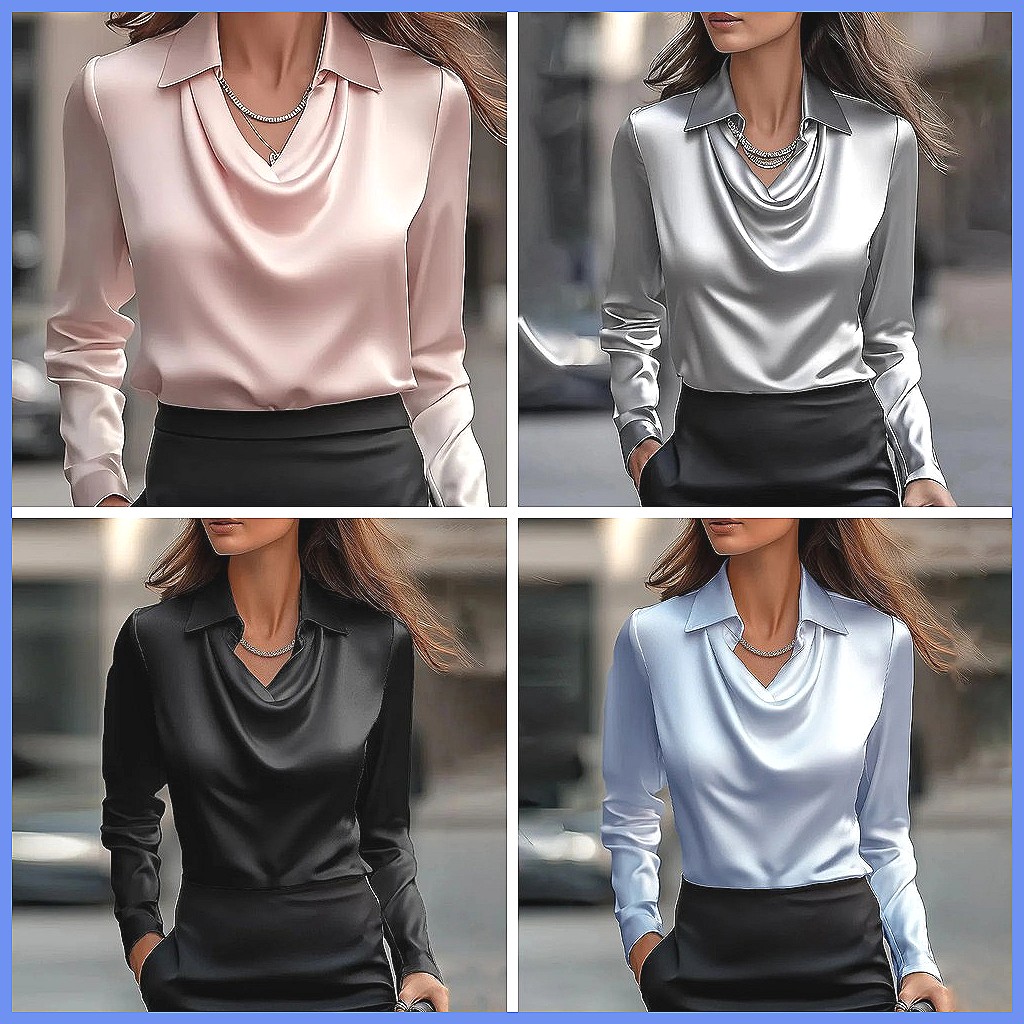 Vintage Satin Blouse Women Lon - огляд і ціна Silk Blouse