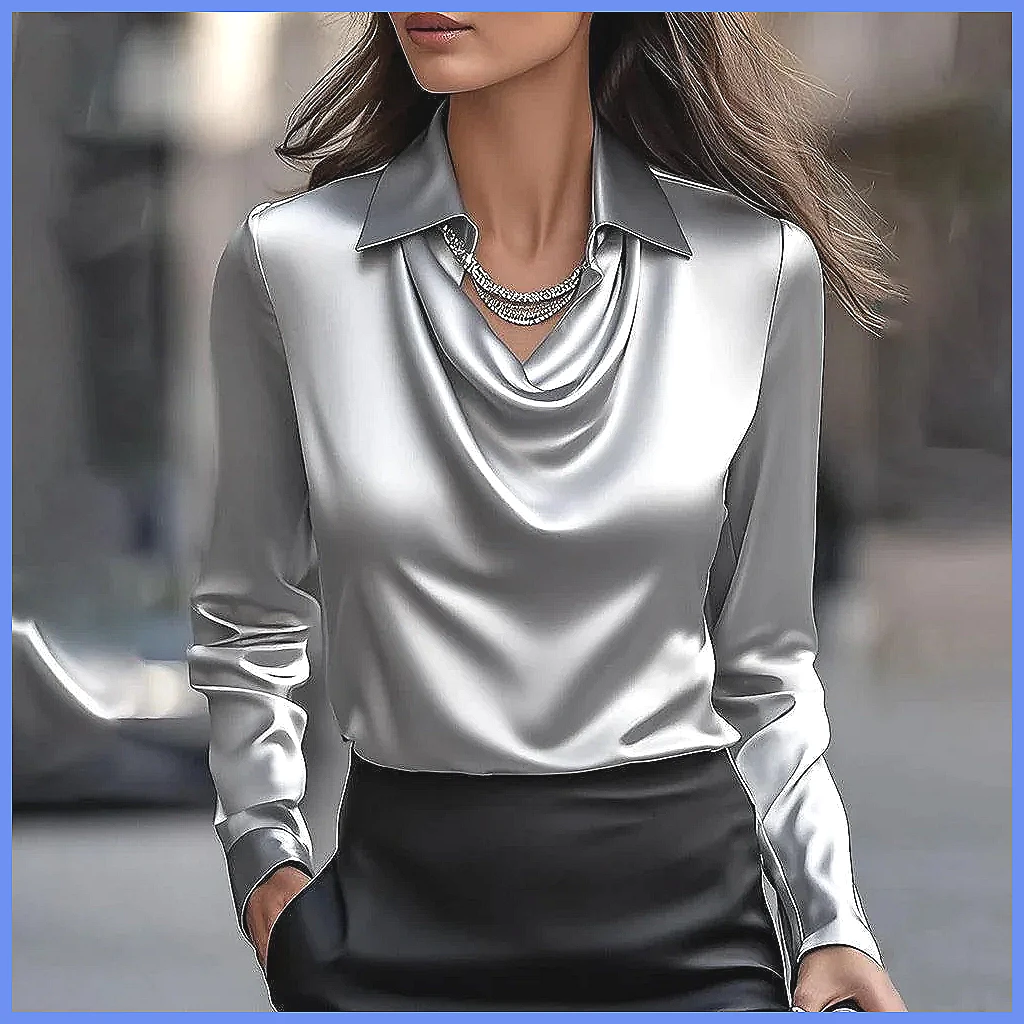 Vintage Satin Blouse Women Lon - огляд і ціна Silk Blouse