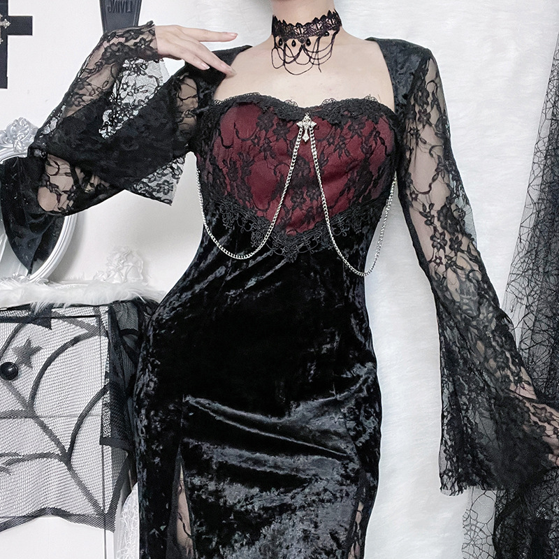Women Goth Dark Elegant Evenin - огляд і ціна Midi Dress