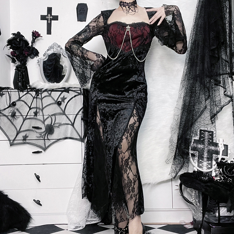 Women Goth Dark Elegant Evenin - огляд і ціна Midi Dress
